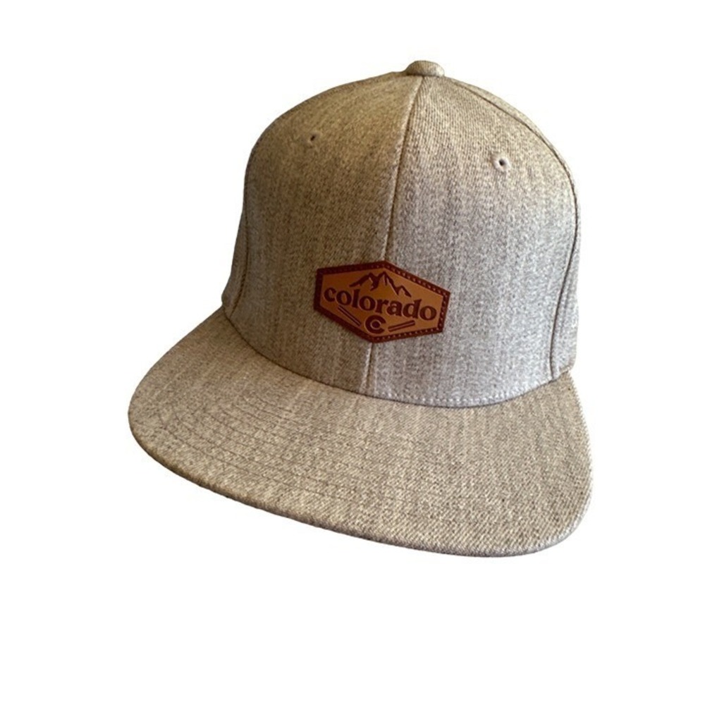 Limber Grove Hat Grey Colorado Leather Patch Flexfit‎ 110 Snapback Flat Brim Cap